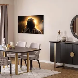 Jesus Praying Wall Art Christian Living Room Faith Decor Jesus with Crown of Thorns Divine Light Canvas Print  Waterproof HD Christian Wall Art for Living Room Bedroom Inspirational Religious Home Decor Gallery Wrapped Canvas Faith Based Painting Gift
