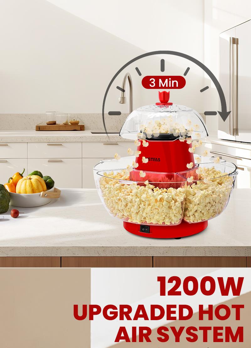 SUSTEAS Hot Air Popcorn Maker Machine – 4 BPA-Free Bowls, Oil-Free, Fast & Healthy, Easy Clean, Perfect for Movie Nights (American Style) SUSTEAS Hot Air Popcorn Maker Machine – 4 BPA-Free Bowls, Oil-Free, Fast & Healthy, Easy Clean, Perfect for Movie Nights (American Style)