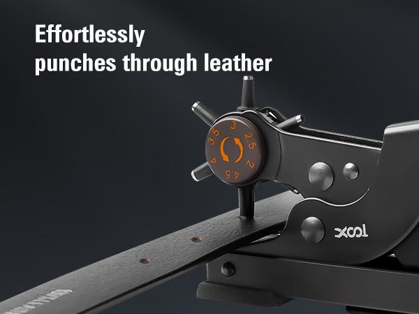 XOOL Revolving Punch Plier Kit, Leather Hole Punch Set for Belts, Watch Bands, Straps, Dog Collars, Saddles, Shoes, Fabric, DlY Home or Craft Projects, Heavy Duty Rotary Puncher, Multi Hole Sizes Make