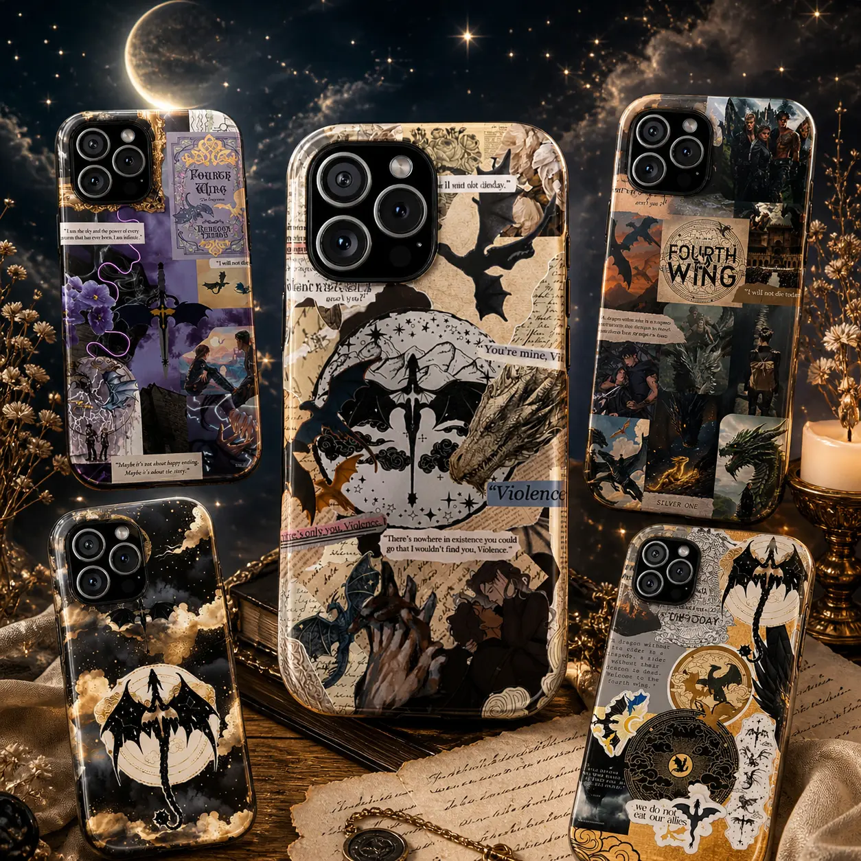 Fourth Wing Version 2 Phone Case, Fantasy Dragon Rider Book Cover Inspired, Gift for Book Lover, Dragon Rider Basgiath Onyx Storm Fourth Wing Fan Gift