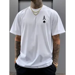 Cotton Short Sleeve TShirt Featuring Poker Ace Of Spades Print Soft Polyester Blend Casual Crew Neck Classic Comfortable Unisex Design