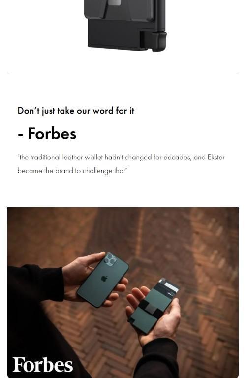 Ekster Cardholder - Aluminum Metal Wallet - Bifold Business Style Wallet - RFID Blocking
