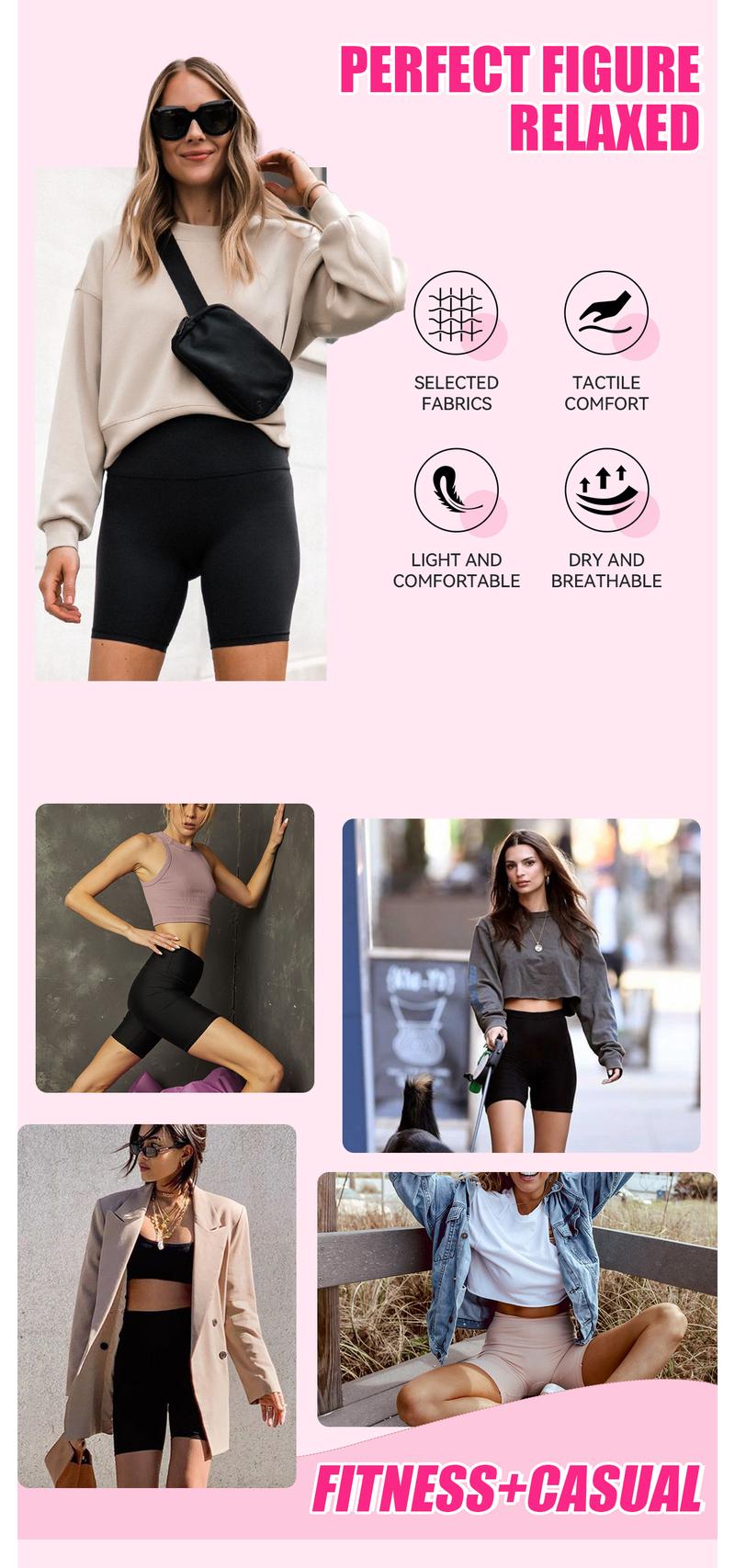 SHOWITTY High Waisted 3 Pack Biker Shorts for Women with Pockets - 5" Tummy Control Breathable Spandex Shorts for Gym Beach Summer Outfits