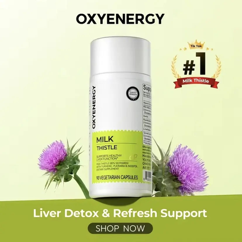 Oxyenergy Milk Thistle Liver Detox Support & Colon Cleanse, High Purity, Natural Supplement for Liver Health&Antioxidant Support,90Capsules Outdoorfun