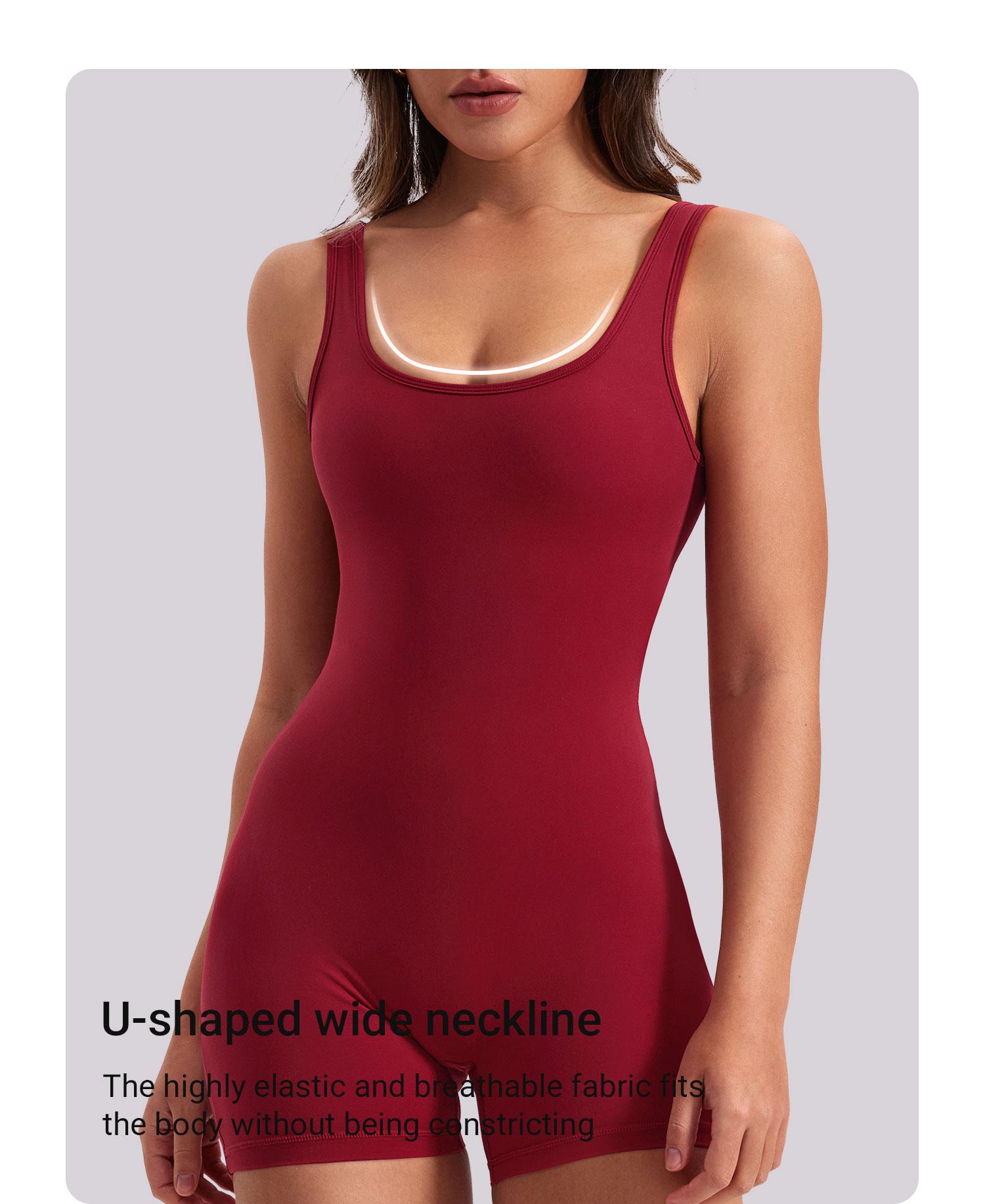 YEOREO One Piece Workout Jumpsuits for Women Backless Tummy Control Sleeveless Jumpsuits Lizvette V Back Scrunch Yoga Romper SpringStatements