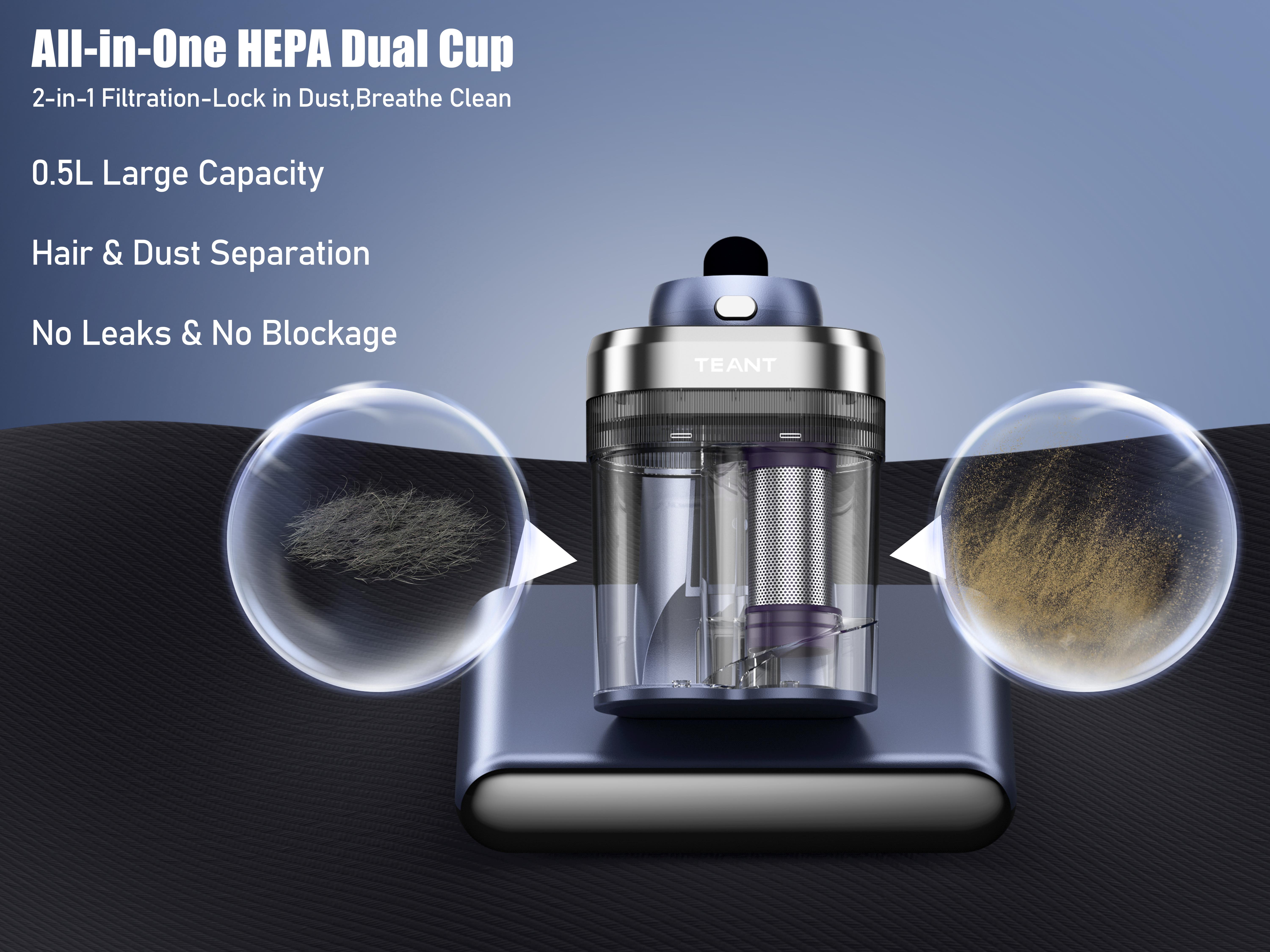 2026 Teant Upgraded Cordless Mattress Vacuum Cleaner, 18KPa Powerful Suction with UV-C Light, 149°F Hot Air, HEPA Filter, LED Display & Aroma Function for Bed, Sofa, Couch and Carpet