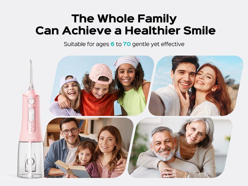COSLUS Rechargeable Travel Irrigation Cleaner,Water Flosser Teeth Pick:,Portable Cordless Oral Irigator 300ML,IPX7,Electric Flossing Machine for Teeth Cleaning18 Pressure Settings,clean Plaque, Tartar & Gum,Water Cleanser for Daily Use