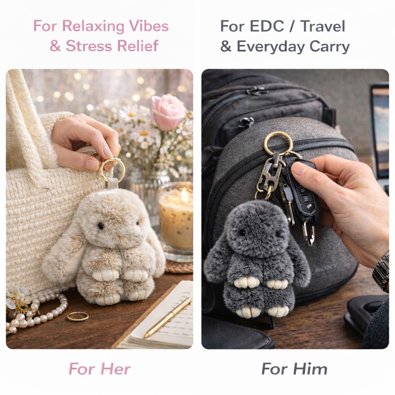 【BunnyLulu】Soft Plush Bunny Keychain – Comfort Toy in Tin Box, Easter Stress Relief Gift for Kids, Teens & Friends
