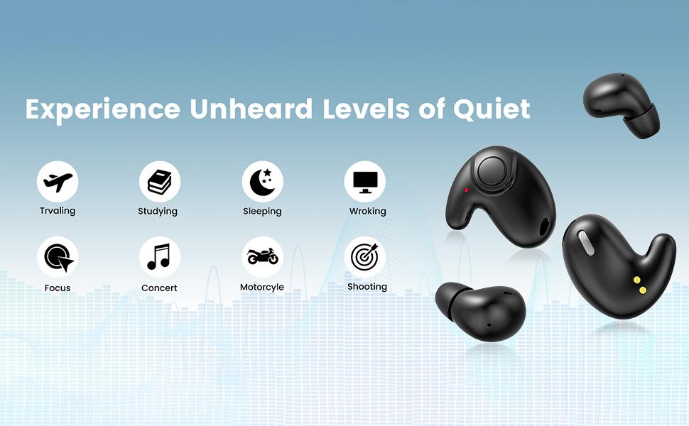 MSHUKCOE Mini Invisible Bluetooth Earbuds 5.4, 10h Playtime, LED Display, Long Battery, Stereo Sound, IPX5 Waterproof, USB Chargeable, Portable Headphones for Side Sleepers