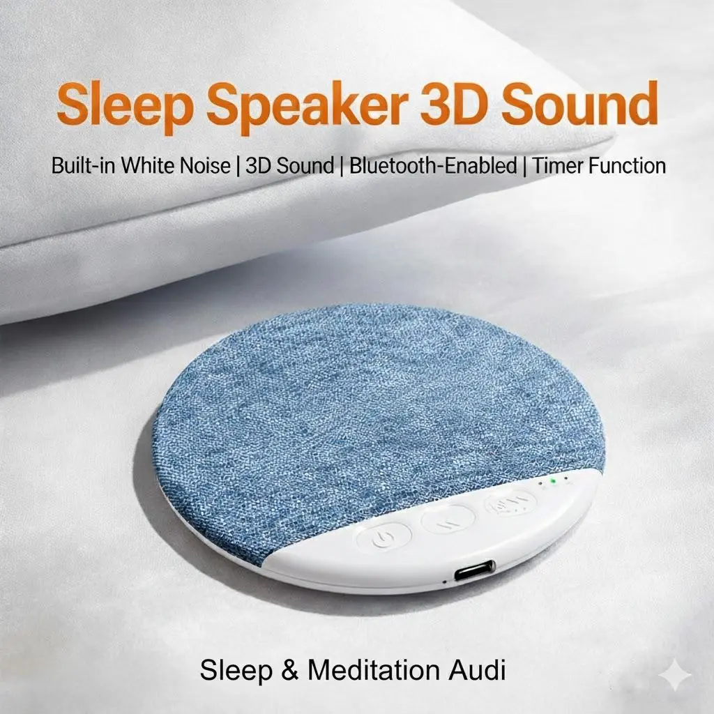 Ultra-Thin Bluetooth 6.0 Speaker, Soft Immersive Sound, Portable Pillow Speaker for Bedtime Music, Headphone-Free Sleep Accessory for Side Sleepers, Compatible with Smartphones or Tablets, Android & iOS, Bluetooth Speaker