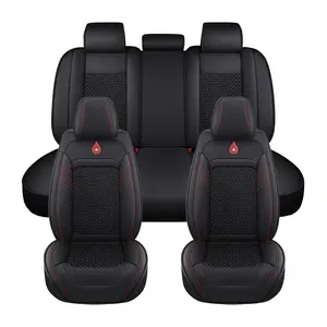Muchkey 5-Seat Premium Car Seat Covers with Headrest Protector PU Leather Breathable Front Rear Cushions Universal Fit for MPV SUV Truck Most Cars All Seasons upgraded car front seat full coverage MH139
