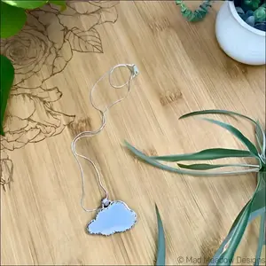 Sterling Silver Opalite Cloud Pendant Necklace on Snake Chain