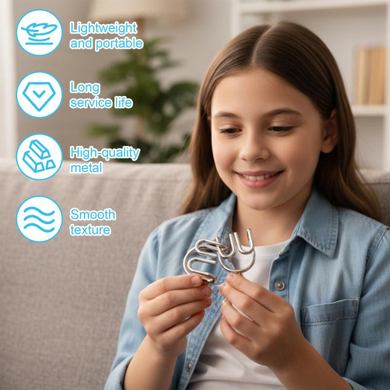 24pcs Metal Wire Puzzle Set, Brain Teaser IQ Test Disentanglemen Iron Link Unlock Interlock Game Ring Magic Trick for Party Favor Kids Adults Challenge, Holiday Gift Ideas