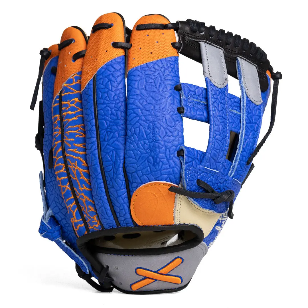 Handmade Kip Leather Softball Glove - Bold Colors, Elephant Print, Wool Wrist Strap, NYC Tribute Art by USA Artist - 12 Months Durability Assurance for New York Basketball Enthusiasts, Fine Point Embroidery