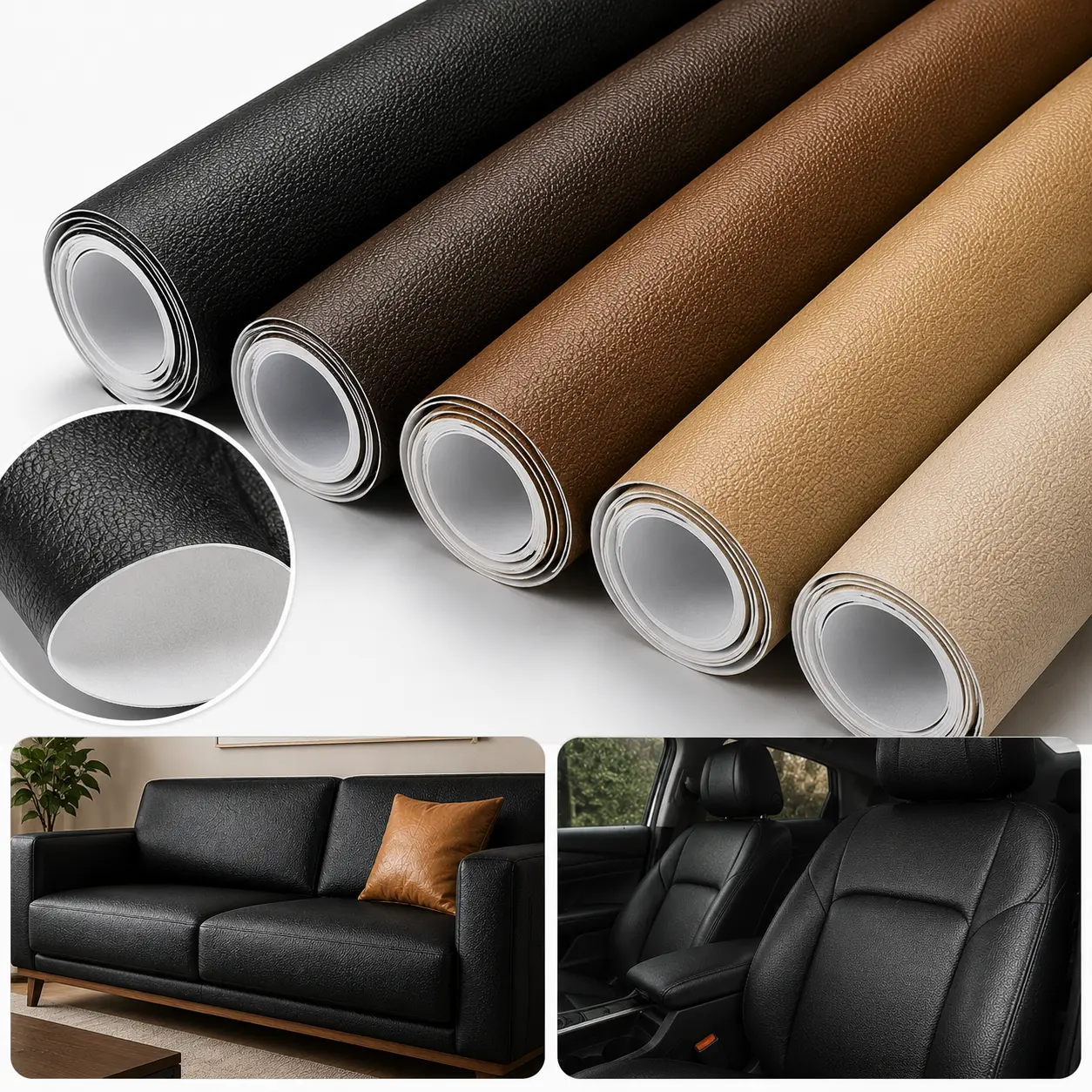 Durable High Quality Leather Self-Adhesive Repair Patch - 20x54 in Cut-to-Fit Sticker Sheet, Strong-Glue Press-On Eco-Friendly Quick DIY Scratch Fix, Covers Holes, Conforms to Uneven Surfaces, for Couch, Car Seat, Adhesive Film Furniture Stickers