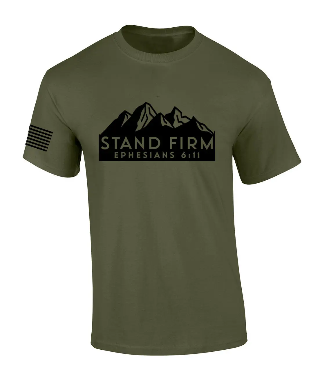 Mens Christian Shirt Stand Firm Ephesians 6:11 Scripture American Flag Sleeve T-shirt Graphic Tee