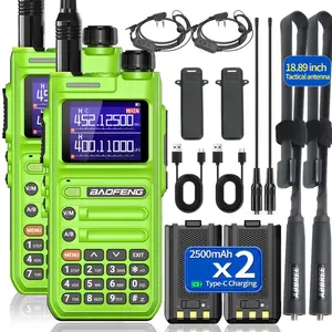 2PCS BAOFENG Ham Radio Handheld 10W Long Range UV-26 Walkie Talkies NOAA Receiver Emergency Two Way Radios for Survival Gear Hunting Camping, Green UHF Rechargeable Set