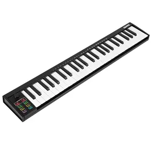 49-Key USB MIDI Keyboard Controller with 8 Drum Pads, OLED Display & DAW Integration for Professional Music Production, Black