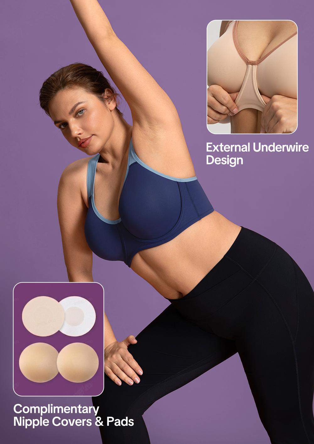 HSIA ComfyArc Hybrid Active Vibe Soft Support Non-padded Unlined Full Coverage Wide Strap Outside Underwire Sports Bra