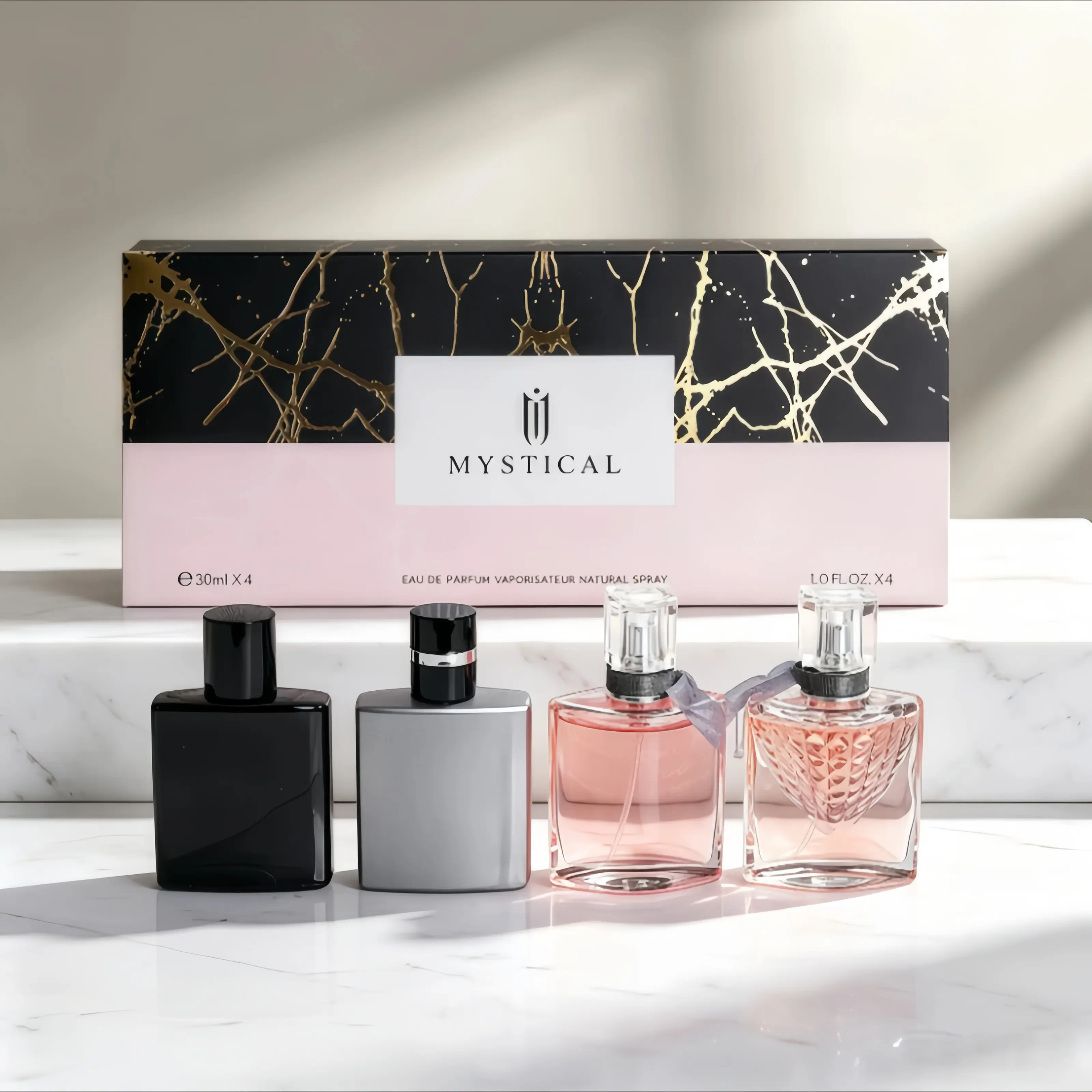 Women's Cardamom Temptation Perfume Gift Set, 4x30ml Luxury Fragrance Collection, Aromatic Woody & Fruity Floral Scents, Portable Travel-Size Bottles, Elegant Boxed Holiday Gift for Women