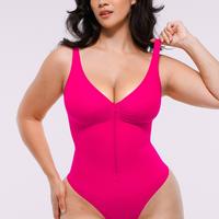 Sleeveless Zipper Front Thong-Magenta