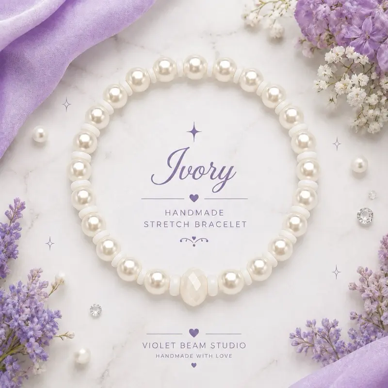 Ivory Elastic-Stretch Beaded Bracelet