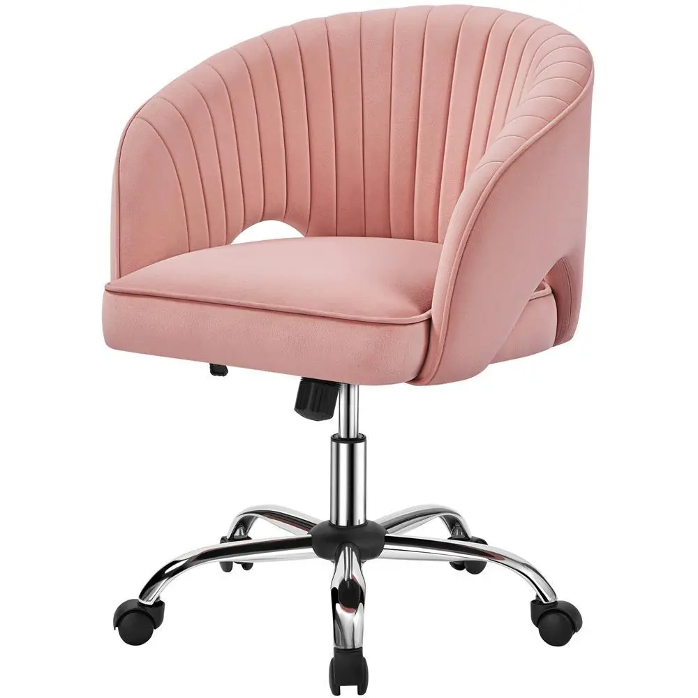 Costoffs Adjustable Spinning Swivel Velvet Upholstery Office Chair - Tufted Barrel Back, Rolling Wheels, for Home Office & Vanity Chair Use, Spinning Swivel Chair