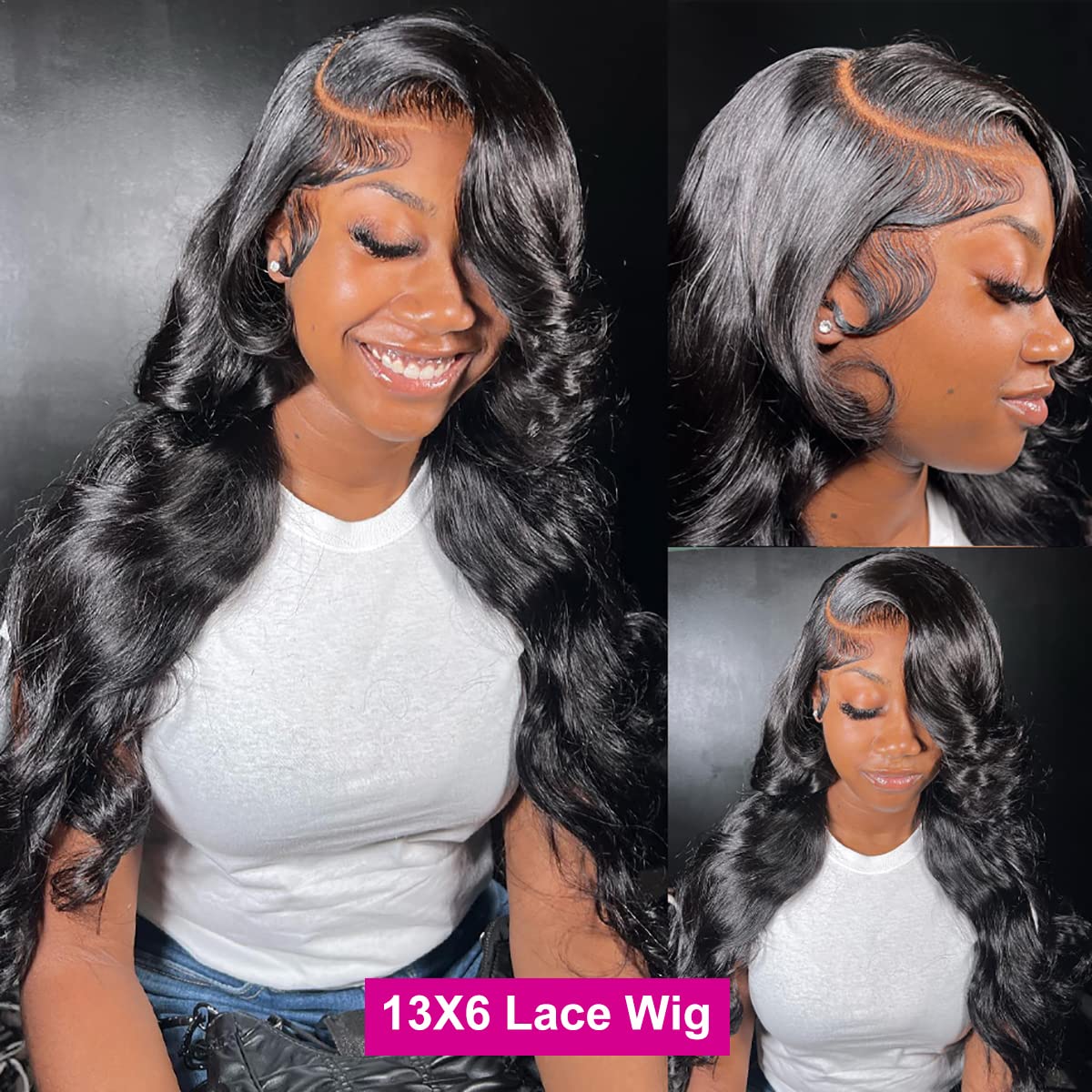 MYLOCKME Body Wave 34 36 Inch 13x6 13X4 HD Transparent Lace Front Wigs Human Hair Pre Plucked Brazilian Body Wave Lace Front Wigs 180 Density Human Hair Wig TikTokShopBlackFriday