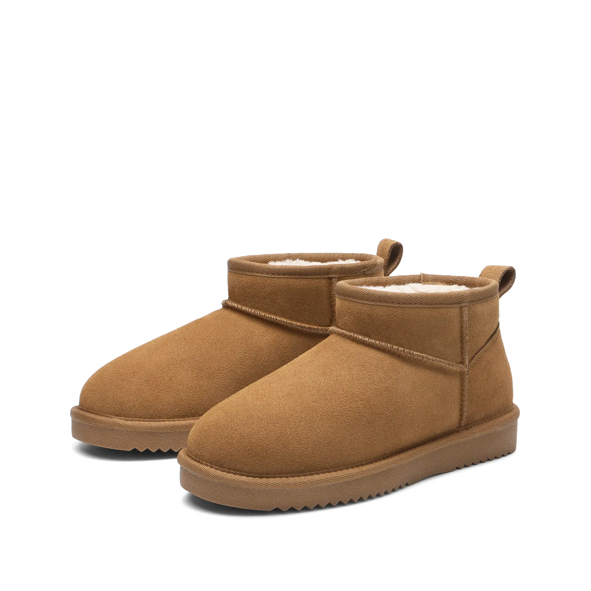 DREAM PAIRS Ankle Winter Mini Boots for Women | Genuine Suede Faux Fur Lining Water Resistant Warm Snow Boots Slip On Memory Foam Comfort Booties FuzzyClassic