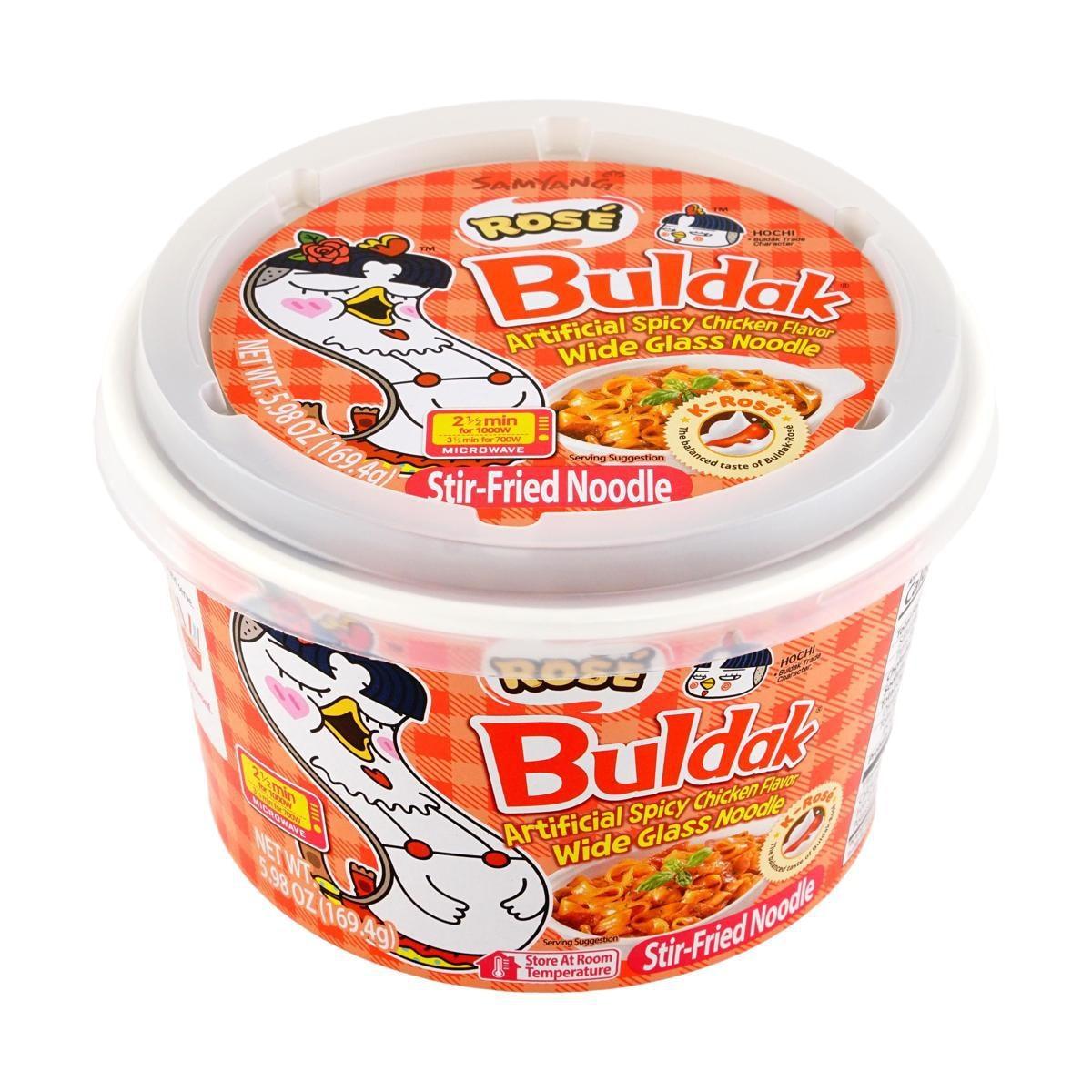 Samyang Korean Rose Cream Spicy Chicken Buldak Wide Glass Noodle 5.98 oz Instant Food Pansit Popular Mukbang Snack Trending Stir-Fried Noodles