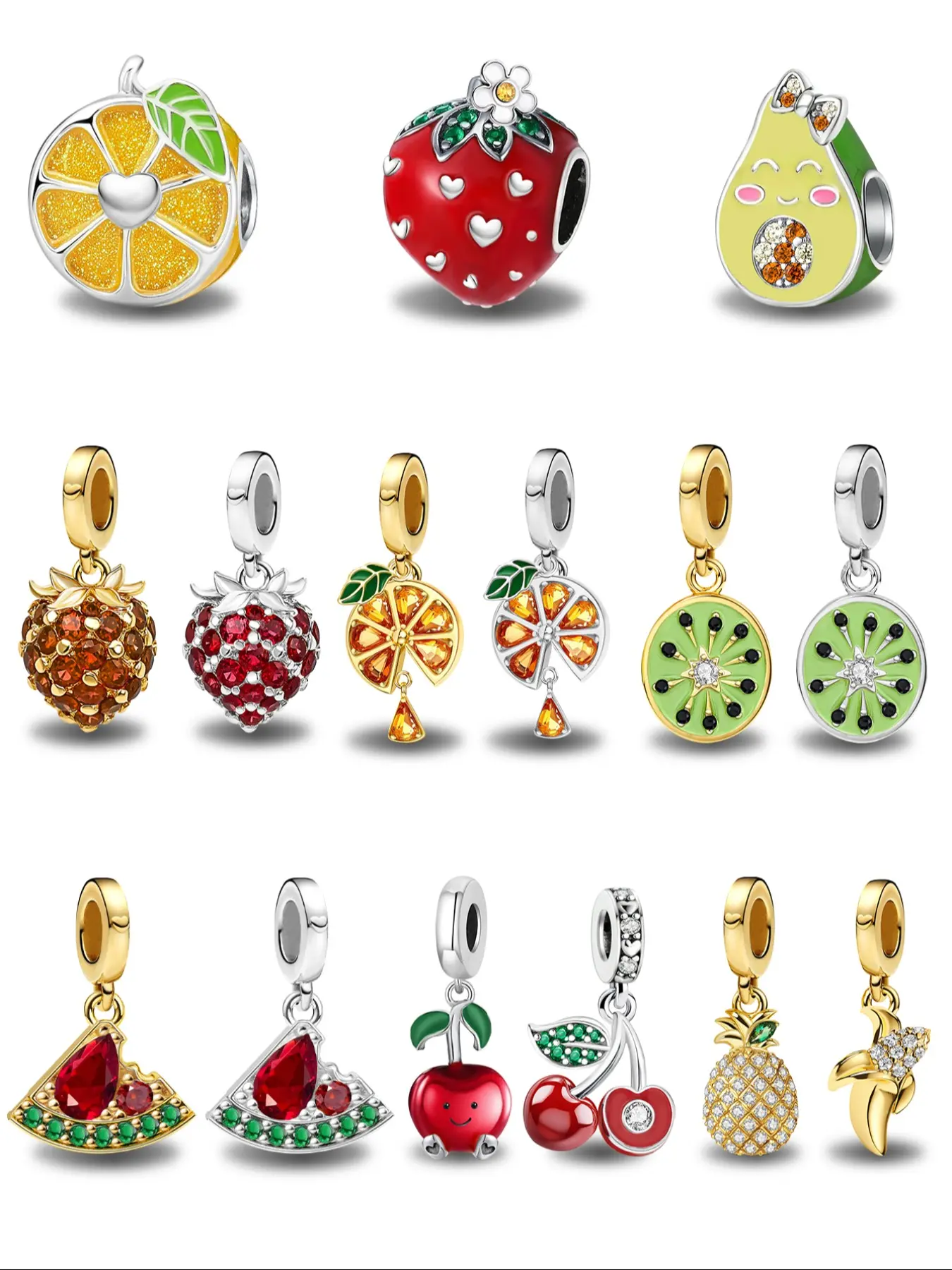 1PC Fruit Series Cherry Strawberry Orange Bead Pendant Charm Thanksgiving Christmas Beads Pendant Bracelet Making DIY with Charms Gift Ladies Daily Wear, Diy Jewelry Accessories, Beaded Pendant