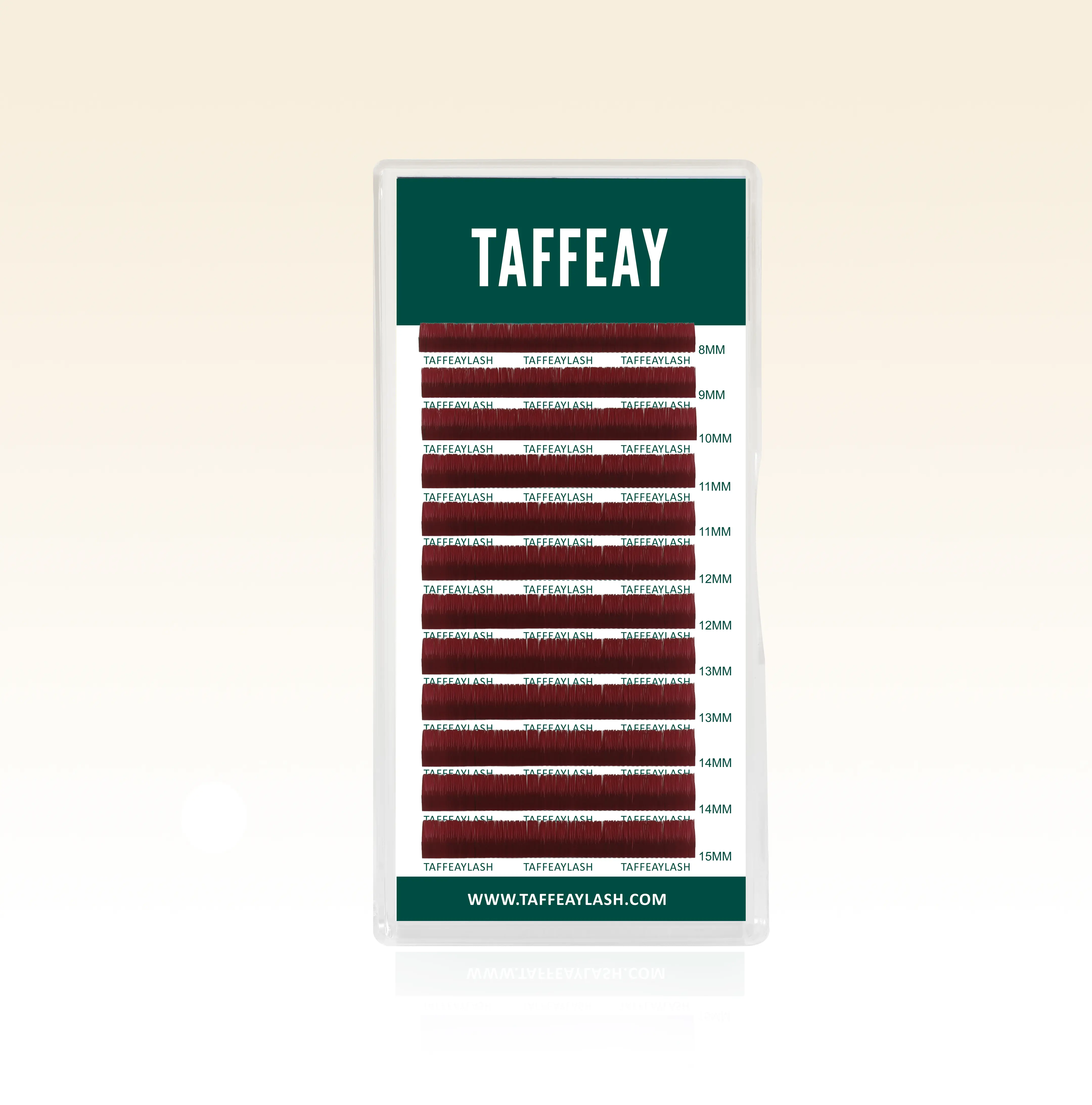 TAFFEAY Colored Eyelash Extensions Tray Set - Vivid Dark Red, Fade-Resistant, Lightweight, Volume & Dramatic Layered Styles, 8-15mm Mixed Lengths for Lash Artists, Assorted False Eyelashes & Adhesives, Long-Lasting