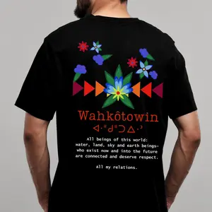 Comfort colors Wahktowin Graphic T-shirt Indigenous Floral Tee Cree Language Clothing Ojibwe Ribbon Skirt Outfit Native Wisdom Athletic Gear Native Wildflowers