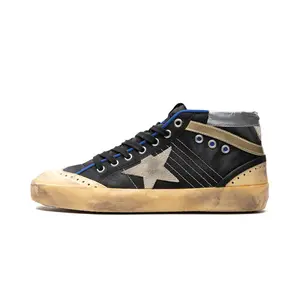 MID STAR CANVAS UPPER SUEDE STAR AND HEEL NYLON TONGUE RUBBER TOE AND SPUR "BLACK ICE VANILLA GOLD"