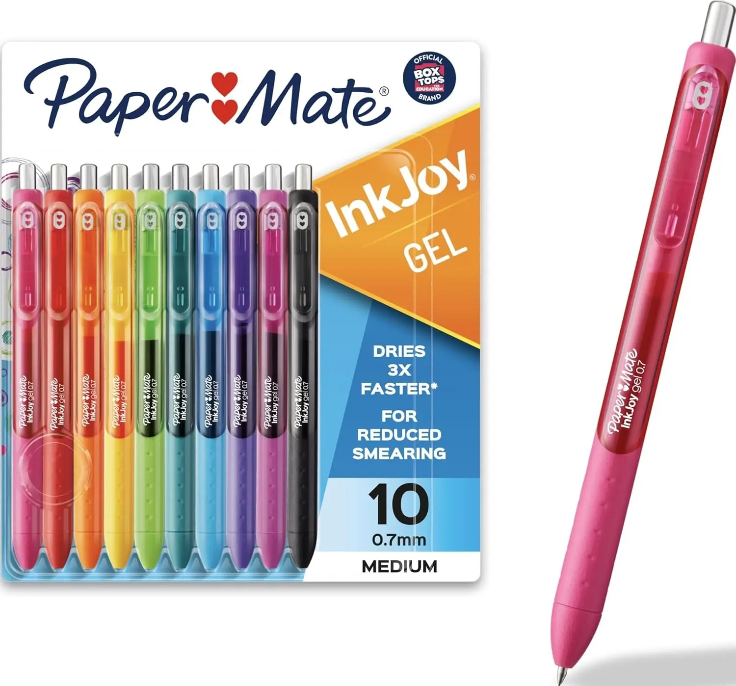 Paper Mate InkJoy Gel Pens, Medium Point, 10-Count Office Writing Supplies for Teachers, Back to School Essentials