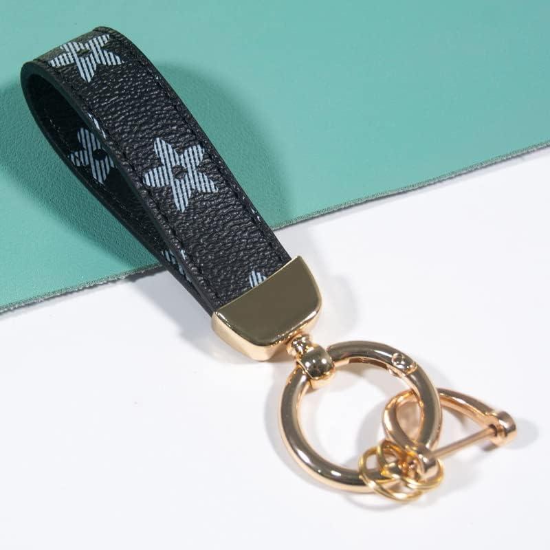 Leather Print Keychain ，Universal Keychain Leather Keychain， Car Keychain Car Metal Horseshoe Shape Keychain