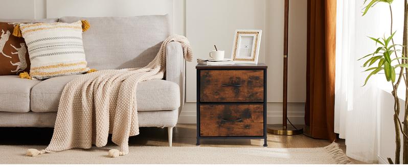 Sweet Furniture F Nightstand with 2 Fabric Drawers, Tall Nightstand, Dresser, Side Table, End Table, Bedside Table, Night Stands, Bedroom Furniture for Living Room, Entryway, Nursery, Closet