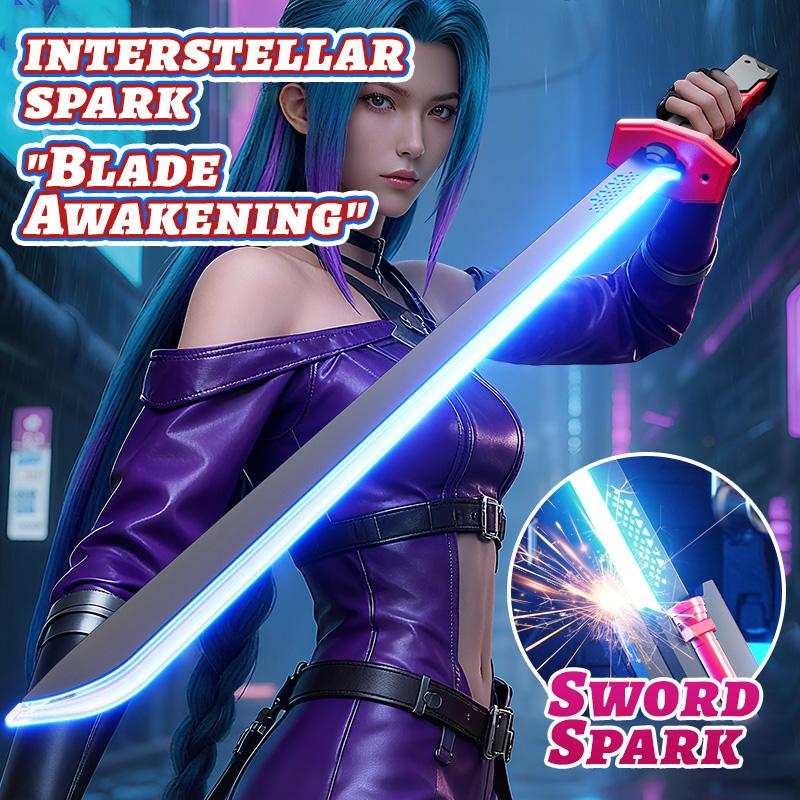 31.5" Cyberpunk Neon Sword with Dynamic LED Lights, Spark Effects & Motion-Activated Sound, USB-C Charging, Collectible Cosplay Toy for Anime Fans