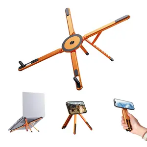 BlueWow Adjustable Laptop Stand for Desk, MagSafe Compatible Portable Foldable Computer Riser for MacBook, iPhone, iPad, Tablet - Lightweight Aluminum, N52 Magnetic Grip, Perfect for Office, Home, Traveling - Free storage bag