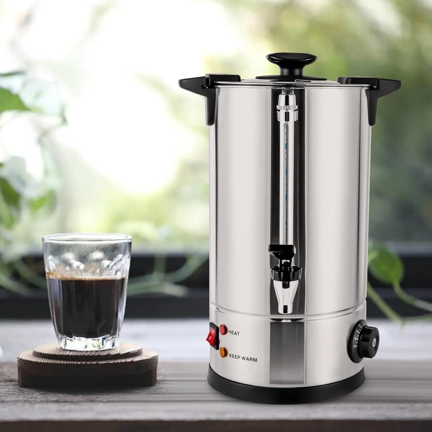 60 Cup Coffee Maker, Percolator Coffee Pot Electric, Hot Water Dispenser, 10L Commercial Coffee Maker for Boiling Water, Brewing Tea, Hot Chocolate Kitchen Appliances Household Appliances