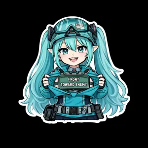 Miku Tactical Chibi Anime Sticker,  Cute Love Vinyl Decal, Kawaii Anime Sticker