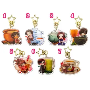 Hetalia Keychain - APH Asian Tea (China, Japan, Hong Kong, Taiwan, South Korea, India, Macau)