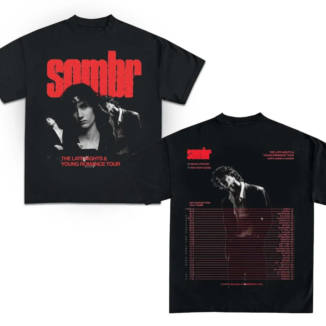 Women's Cotton Crew Neck Short-Sleeve Fitted Graphic Print T-Shirt - Sombr You Are the Reason Tour Top, Indie Aesthetic Fan Gift, Basic Tee, All-Seasons Wear