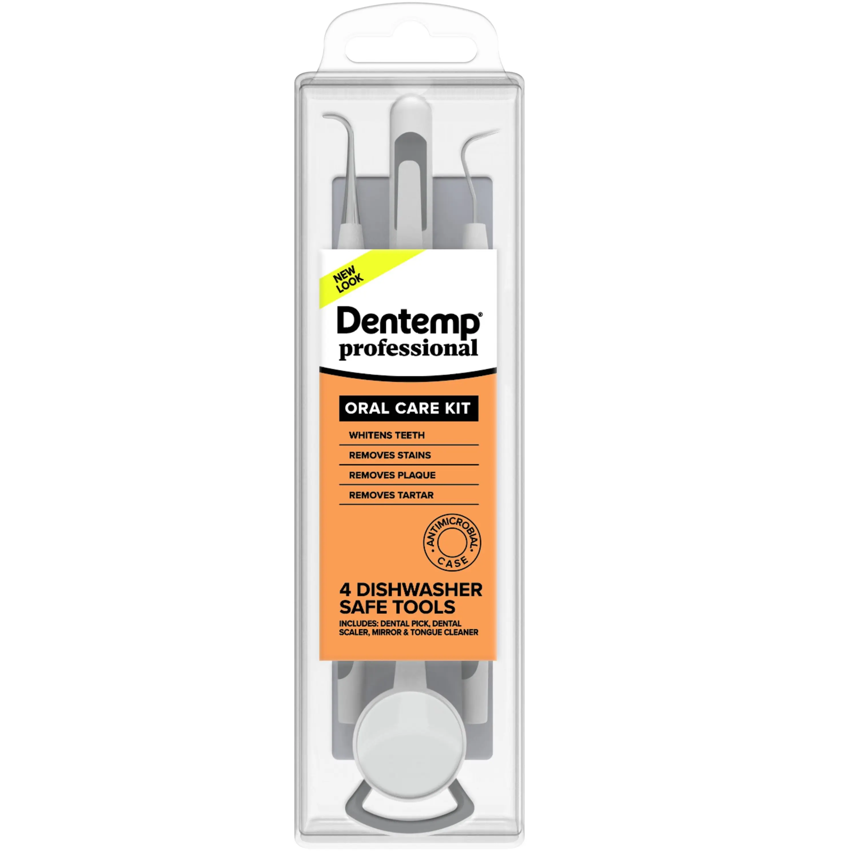Dentemp Professional Oral Care Kit | Teeth Whitening, Plaque Removal | Includes Dental Pick, Scaler, Tongue Cleaner, & Antimicrobial Case, Storage