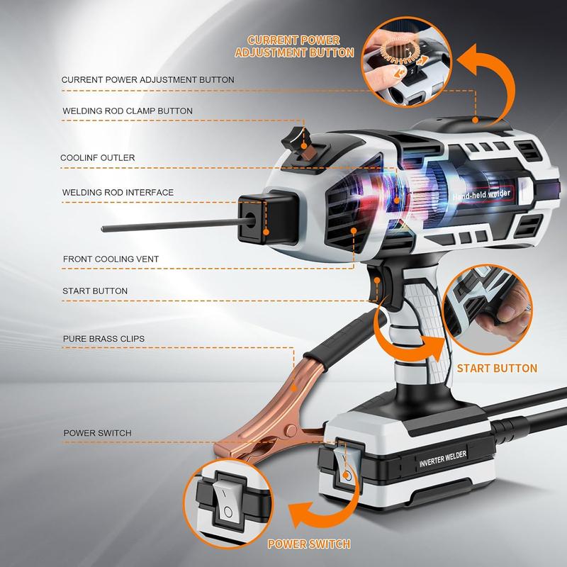Portable Electric Welding Machine,110V Portable Welder Handheld with IGBT Inverter 5 Variable Current Adjustment,Portable ARC Welder Gun, Fits for 3/32" Wire Rods Gift for Thanksgiving,Christmas,New Year