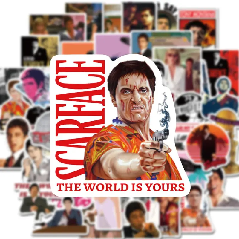 10/30/50pcs Movie Scarface Stickers Cool Graffiti Laptop Motorcycle Car Waterproof Cartoon Decals Toys Vinyl Sticker Wholesale