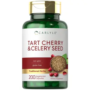 Carlyle Tart Cherry and Celery Seed Supplement | 200 Capsules | Vegetarian, Non-GMO, and Gluten Free