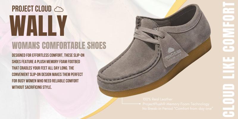 Project Cloud Women's | Oxford Shoes for Women | Genuine Leather | Memory Foam | Lightweight | Non-Slip - Wally