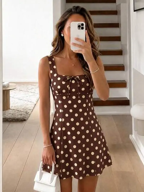 NEW Mia Women's Pale Yellow Polka Dot Sleeveless Wrap Dress - Vacation, Summer ,Wedding, Elegant Retro