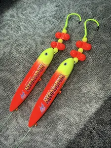 Megalodon two pack on 8/0 yellow fluorescent hooks and 100 pound yellow mono leader lines